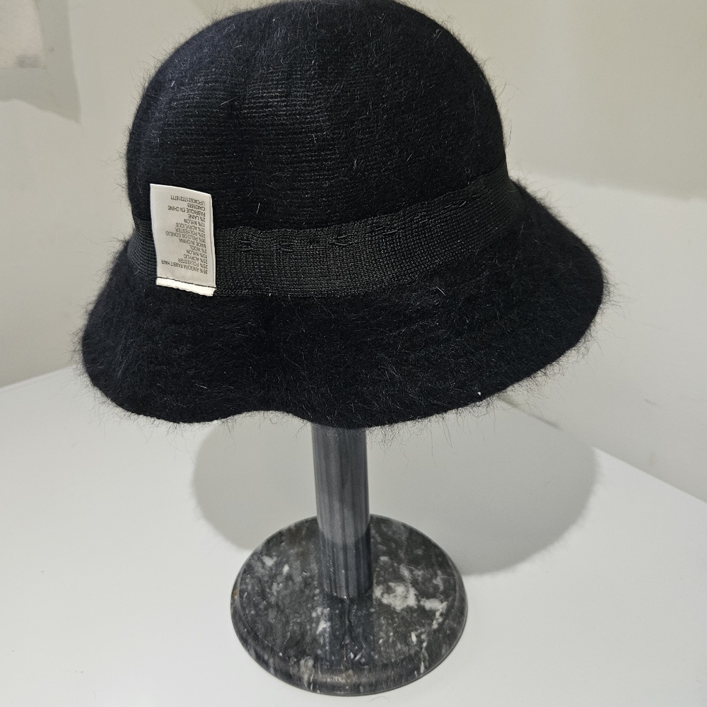 Angora Rabbit Hair Blend Black Lightweight Hat - Picture 3 of 6